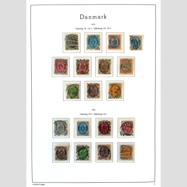 FRIM�RKER DANMARK | 1875-95 - AFA 22-31 + 22B-31B p� p�n side fra samling - Stemplet