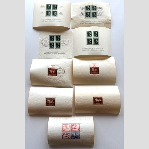 FRIM�RKER TYSK RIGE  | Lot med 9 stk. miniark. incl. brune b�nd fra gl. samling - Stemplet/Ubrugt  