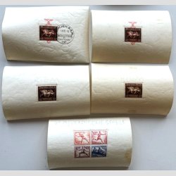 FRIM�RKER TYSK RIGE  | Lot med 9 stk. miniark. incl. brune b�nd fra gl. samling - Stemplet/Ubrugt  