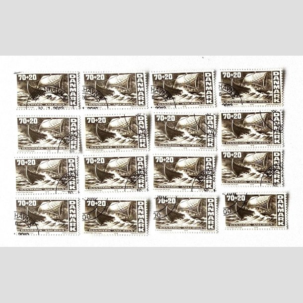 FRIM�RKER DANMARK | 1976 - AFA 607 - Amerikanske uafh�ngighedserkl�ring - 16 x 70 + 20 �re brun - Flot Stemplet