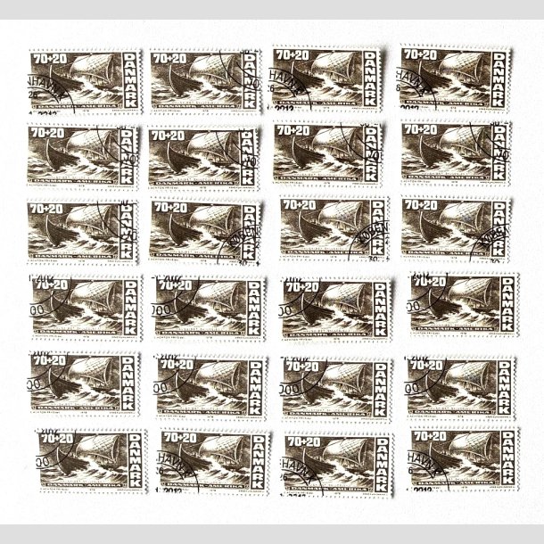 FRIM�RKER DANMARK | 1976 - AFA 607 - Amerikanske uafh�ngighedserkl�ring - 24 x 70 + 20 �re brun - Flot Stemplet