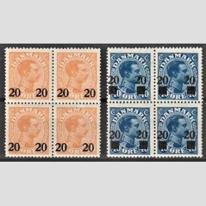 FRIMRKER DANMARK | 1926 - AFA 152,153 - 20/30 re + 20/40 re i Fireblokke - Postfrisk/Ubrugtemplet