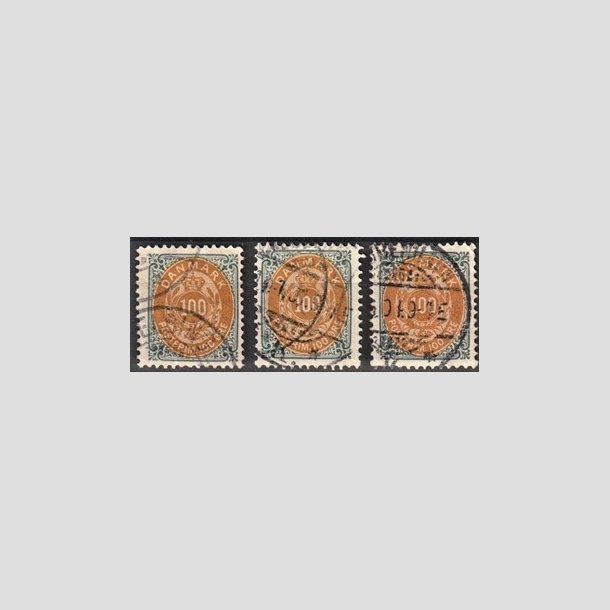 FRIMRKER DANMARK | 1895-1902 - AFA 31B,31By,31C - 100 re gr/gul - Stemplet