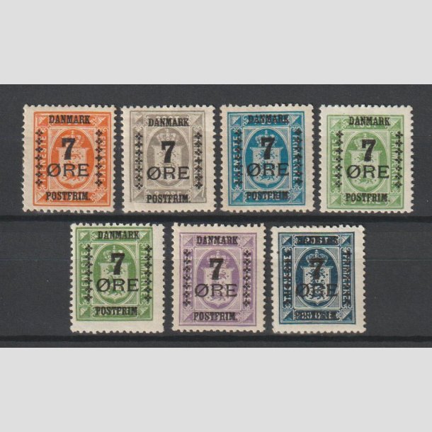 FRIMRKER DANMARK | 1926 - AFA  160-166 - 7 res Provisorier i komplet st - Ubrugt