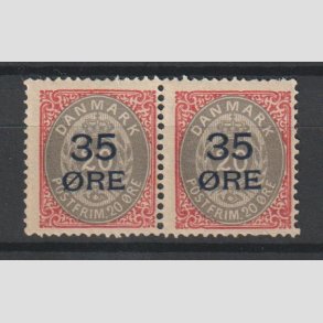 FRIMRKER DANMARK | 1912 - AFA 61 - 35/20 res Provisorier karmin/gr i par - Ubrugt
