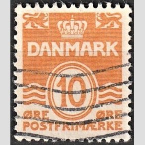 FRIMRKER DANMARK | 1933 - AFA 202a - Blgelinie 10 re orange Type I - Stemplet