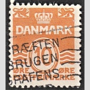 FRIMRKER DANMARK | 1933 - AFA 202a - Blgelinie 10 re orange Type I - Stemplet