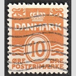 FRIMRKER DANMARK | 1933 - AFA 202a - Blgelinie 10 re orange Type I - Stemplet