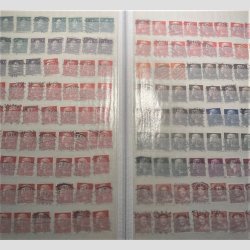 FRIMRKER DANMARK | STEMPLER BROTYPE | Tyk 64 siders indstiksbog fyldt med flotte brotypestempler p sm mrker - Stemplet 