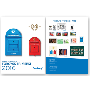 FRIM�RKER F�R�ERNE | 2016 - �rsmappe postfrim�rker og miniark - Komplet �rgang i hovednumre - Postfrisk