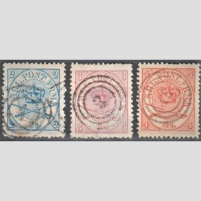FRIMRKER DANMARK | 1864-70 - AFA 11,12,13 - 2, 3 og 4 Sk. Krone Scepter - Stemplet