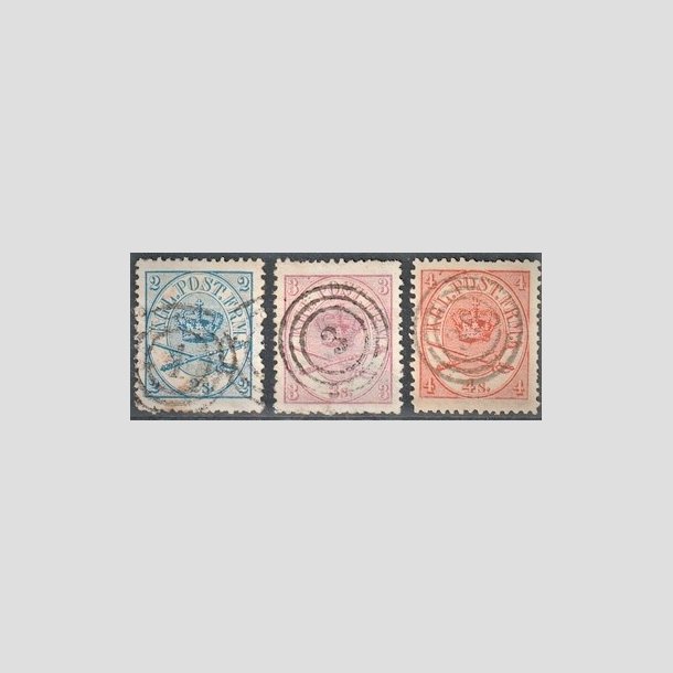 FRIMRKER DANMARK | 1864-70 - AFA 11,12,13 - 2, 3 og 4 Sk. Krone Scepter - Stemplet