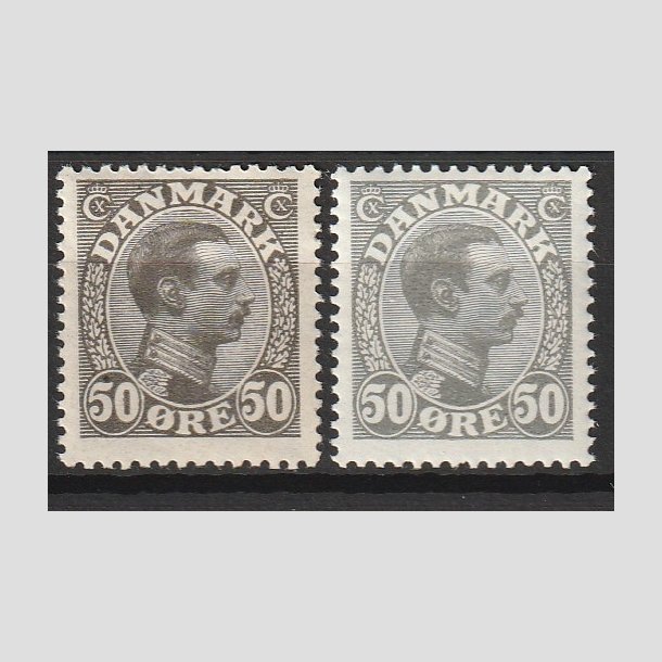 FRIMRKER DANMARK | 1921-22 - AFA 129,129a - Chr. X 50 re olivengr, 50 re gr - Ubrugt