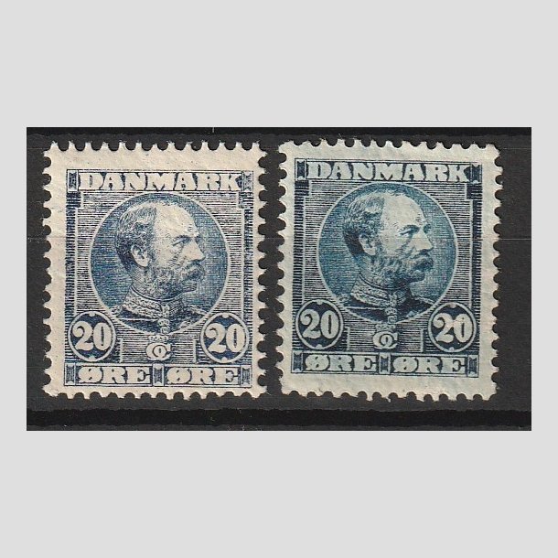 FRIMRKER DANMARK | 1904-05 - AFA 48,48a - Chr. IX 20 re bl og sortbl - Ubrugt