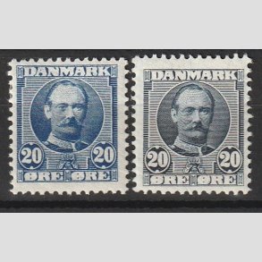 FRIM�RKER DANMARK | 1907 - AFA 56,56a - Frederik VIII 20 �re bl� og ultramarin - Ubrugt