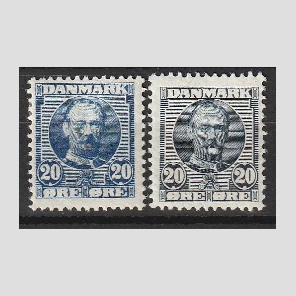 FRIMRKER DANMARK | 1907 - AFA 56,56a - Frederik VIII 20 re bl og ultramarin - Ubrugt