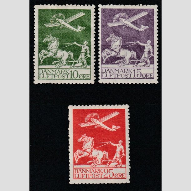 FRIMRKER DANMARK | 1925 - AFA 144,145,146 - Gl. Luftpost st 10,15,25 re - Postfrisk/Ubrugt