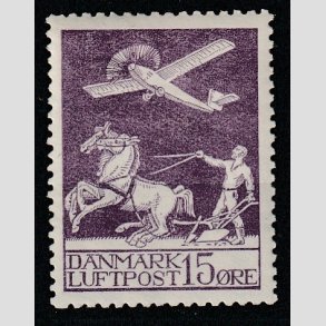 FRIM�RKER DANMARK | 1925 - AFA 145 - Gl. Luftpost 15 �re violet - Ubrugt