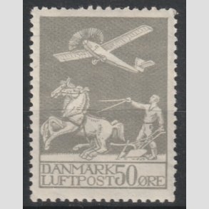 FRIM�RKER DANMARK | 1929 - AFA 181 - Gl. Luftpost 50 �re gr� - Postfrisk (lidt kort tak)