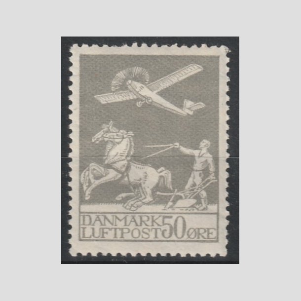 FRIMRKER DANMARK | 1929 - AFA 181 - Gl. Luftpost 50 re gr - Postfrisk (lidt kort tak)