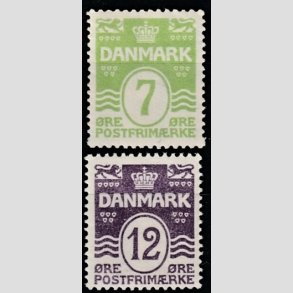 FRIM�RKER DANMARK | 1926-30 - AFA 167,168 - B�lgelinie 7 og 12 �re - Ubrugt