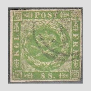 FRIMRKER DANMARK | 1858-62 - AFA 8 - 8 Skilling grn - Stemplet