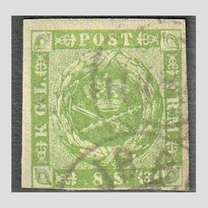 FRIMRKER DANMARK | 1854-57 - AFA 5 - 8 Skilling grn - Stemplet