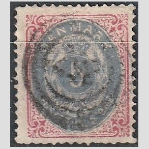 FRIM�RKER DANMARK | 1875 - AFA 24 - 5 �re r�d/bl� - Stemplet