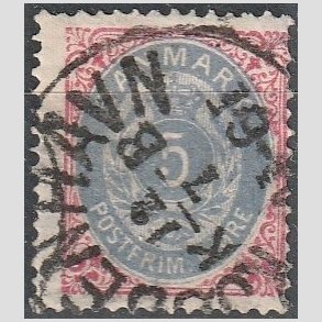 FRIM�RKER DANMARK | 1875 - AFA 24 - 5 �re r�d/bl� - Stemplet