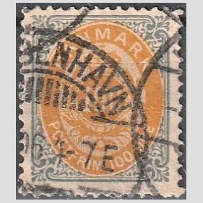 FRIM�RKER DANMARK | 1875 - AFA 31 - 100 �re gr�/gul - Stemplet