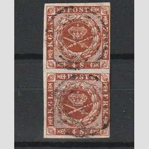 FRIMRKER DANMARK | 1858-62 - AFA 7 - 4 Skilling brun lodret par - Stemplet