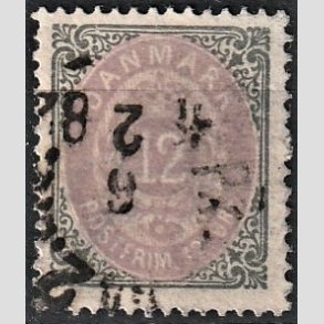 FRIM�RKER DANMARK | 1875 - AFA 26 - 12 �re gr�/violet - Stemplet