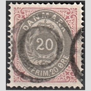 FRIM�RKER DANMARK | 1875 - AFA 28 - 20 �re r�d/gr� - Stemplet
