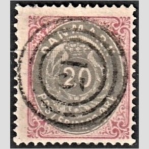 FRIM�RKER DANMARK | 1875 - AFA 28 - 20 �re r�d/gr� - Stemplet
