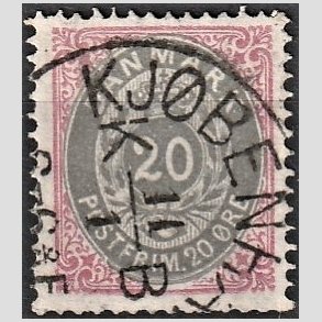 FRIM�RKER DANMARK | 1875 - AFA 28 - 20 �re r�d/gr� - Stemplet