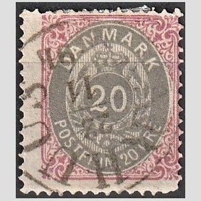 FRIM�RKER DANMARK | 1875 - AFA 28 - 20 �re r�d/gr� - Stemplet