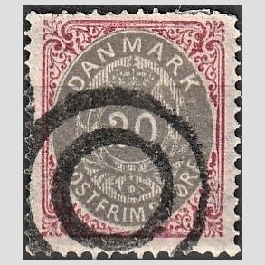 FRIM�RKER DANMARK | 1875 - AFA 28 - 20 �re r�d/gr� - Stemplet