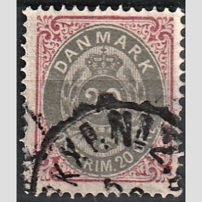 FRIM�RKER DANMARK | 1875 - AFA 28 - 20 �re r�d/gr� - Stemplet