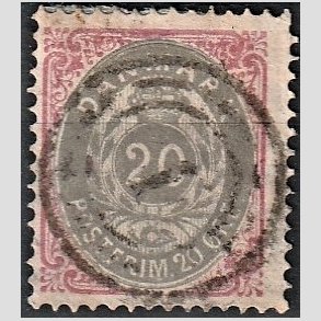 FRIM�RKER DANMARK | 1875 - AFA 28 - 20 �re r�d/gr� - Stemplet