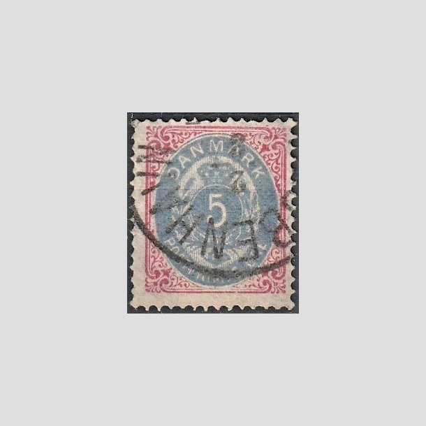 FRIMRKER DANMARK | 1875 - AFA 24 - 5 re rd/bl - Stemplet