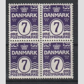 FRIMRKER DANMARK | 1930 - AFA 184 - Blgelinie 7 re violet i Fire-blok - Postfrisk