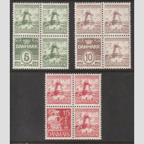 FRIMRKER DANMARK | 1937 - AFA 238,237,236 - Dybbl Fire Blokke i komplet st - Postfrisk
