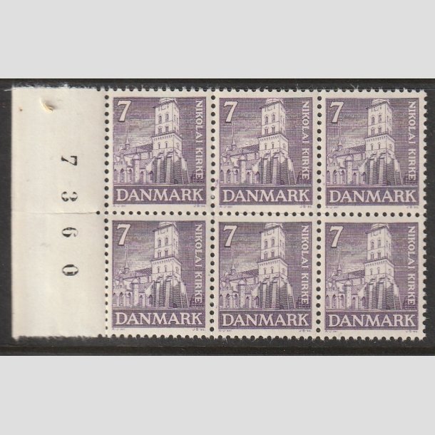 FRIMRKER DANMARK | 1936 - AFA 230 - Reformationen 7 re violet i Seks-Blok - Postfrisk