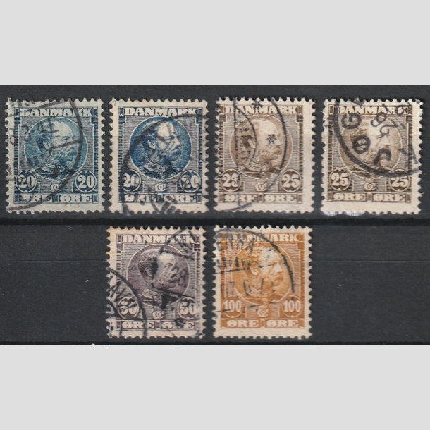 FRIMRKER DANMARK | 1904-05 - AFA 48,48a,49,49a,50,51 - Chr. IX 20-100 re - Stemplet