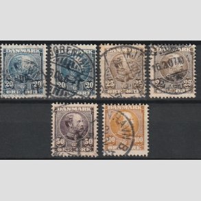 FRIMRKER DANMARK | 1904-05 - AFA 48,48a,49,49a,50,51 - Chr. IX 20-100 re - Stemplet