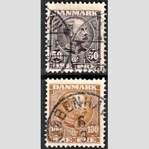 FRIMRKER DANMARK | 1904-05 - AFA 50,51 - Chr. IX 50 re lilla og 100 re gulbrun - Stemplet