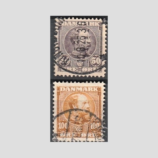 FRIMRKER DANMARK | 1904-05 - AFA 50,51 - Chr. IX 50 re lilla og 100 re gulbrun - Stemplet