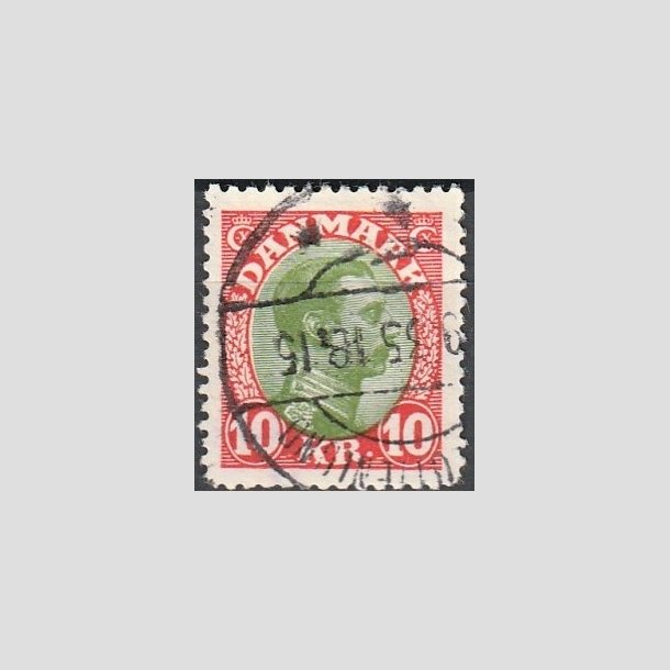 FRIMRKER DANMARK | 1927-28 - AFA 177 - Chr. X 10 Kr. rd/grn - Stemplet