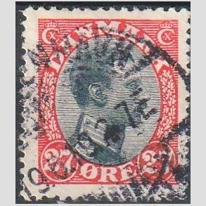 FRIMRKER DANMARK | 1918-20 - AFA 102 - Chr. X 27 re rd/sort - Stemplet