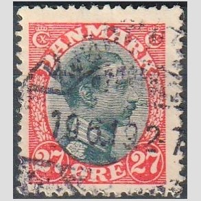 FRIMRKER DANMARK | 1918-20 - AFA 102 - Chr. X 27 re rd/sort - Stemplet